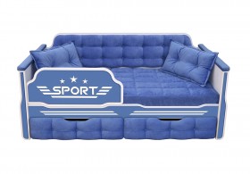 Кровать 170 серии Спорт 2 ящика 85 Синий (подушки) в Ярославле - yaroslavl.katalogmebeli.com | фото