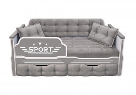 Кровать 180 серии Спорт 2 ящика 45 Серый (подушки) в Ярославле - yaroslavl.katalogmebeli.com | фото