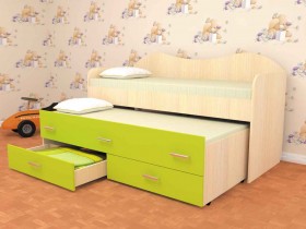 Кровать детская Нимфа двухместная 2.0 Дуб молочный/Лайм в Ярославле - yaroslavl.katalogmebeli.com | фото