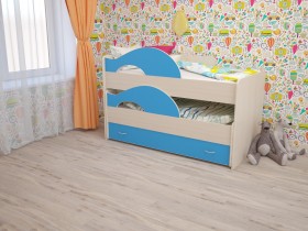 Кровать детская Радуга 1600 Млечный дуб/Голубой в Ярославле - yaroslavl.katalogmebeli.com | фото