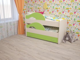 Кровать детская Радуга 1600 Млечный дуб/Салатовый в Ярославле - yaroslavl.katalogmebeli.com | фото
