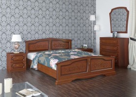 Кровать Елена из массива сосны 1200*2000 Орех в Ярославле - yaroslavl.katalogmebeli.com | фото