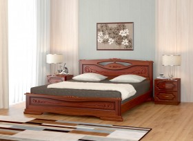 Кровать Карина-7 из массива сосны 1400*2000 Орех в Ярославле - yaroslavl.katalogmebeli.com | фото