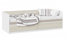 Кровать «Сканди» с 2 ящиками Дуб Гарден/Белый/Глиняный серый в Ярославле - yaroslavl.katalogmebeli.com | фото