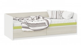 Кровать «Сканди» с 2 ящиками Дуб Гарден/Белый/Зеленый в Ярославле - yaroslavl.katalogmebeli.com | фото
