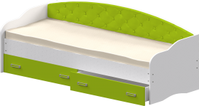 Кровать Софа-7 с мягкой спинкой (800х1900) Белый/Лайм в Ярославле - yaroslavl.katalogmebeli.com | фото
