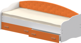 Кровать Софа-7 с мягкой спинкой (800х2000) Белый/Оранжевый в Ярославле - yaroslavl.katalogmebeli.com | фото