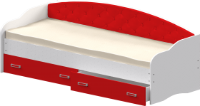 Кровать Софа-8 с мягкой спинкой (900х2000) Белый/Красный в Ярославле - yaroslavl.katalogmebeli.com | фото