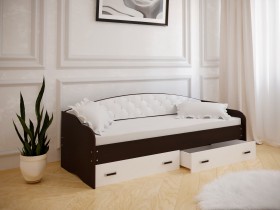 Кровать Софа-8 с мягкой спинкой (900х2000) Венге/ Белый в Ярославле - yaroslavl.katalogmebeli.com | фото