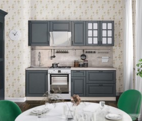Кухня Регина 24 2,4 м (Серый матовый/Белый) в Ярославле - yaroslavl.katalogmebeli.com | фото