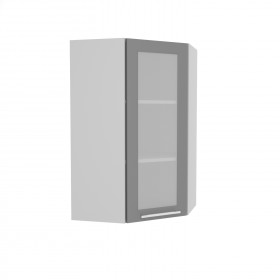 Квадро ВПУС 550 шкаф верхний угловой со стеклом высокий (Железо/корпус Серый) в Ярославле - yaroslavl.katalogmebeli.com | фото
