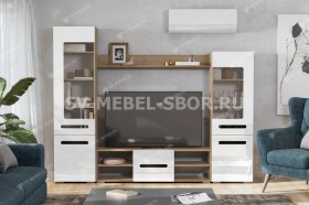 Мебель для гостиной МГС 6 (Исполнение 1/Дуб золотой/Белый глянец) в Ярославле - yaroslavl.katalogmebeli.com | фото