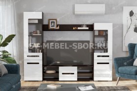 Мебель для гостиной МГС 6 (Исполнение 1/Венге/Белый глянец) в Ярославле - yaroslavl.katalogmebeli.com | фото 1