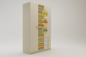 Шкаф 3-х створчатый с ящиками Клаксон (Бежевый/корпус Клен) в Ярославле - yaroslavl.katalogmebeli.com | фото