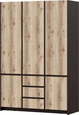 Модульная система "Прага" Шкаф для одежды трехстворчатый Дуб Венге/Дуб Делано в Ярославле - yaroslavl.katalogmebeli.com | фото