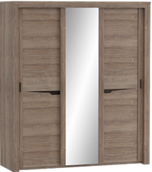 Шкаф трехдверный Соренто с раздвижными дверями Дуб стирлинг/Кофе структурный матовый в Ярославле - yaroslavl.katalogmebeli.com | фото